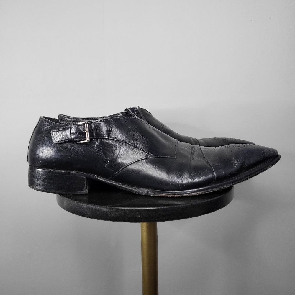 JO GHOST Black Leather Snip Toe Loafers Size 45 - Picture 2 of 10